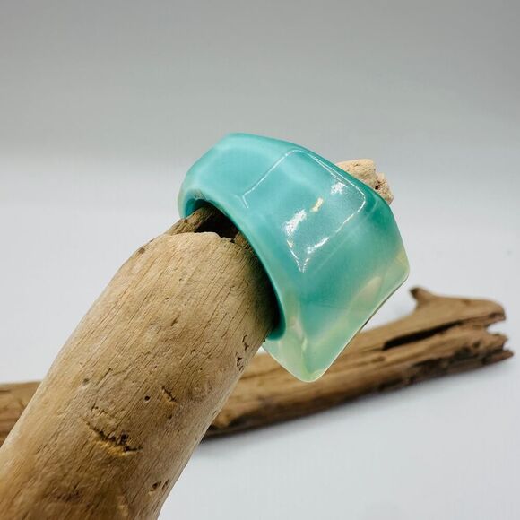 Sea-Blue Resin Statement Ring - Picture 3 of 4